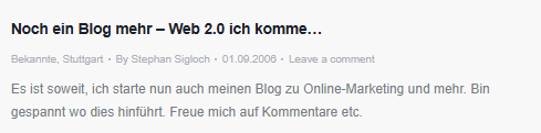 Erster Blogbeitrag von 2006 — „Web 2.0 ich komme…