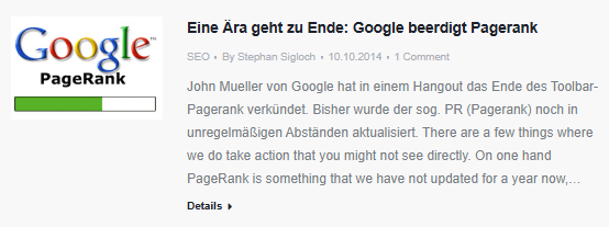 Blogbeitrag von 2014 — „Google beerdigt Pagerank